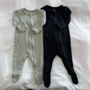 O2 Organic Cotton Zip Footie, Set of 2, 0-3 Month